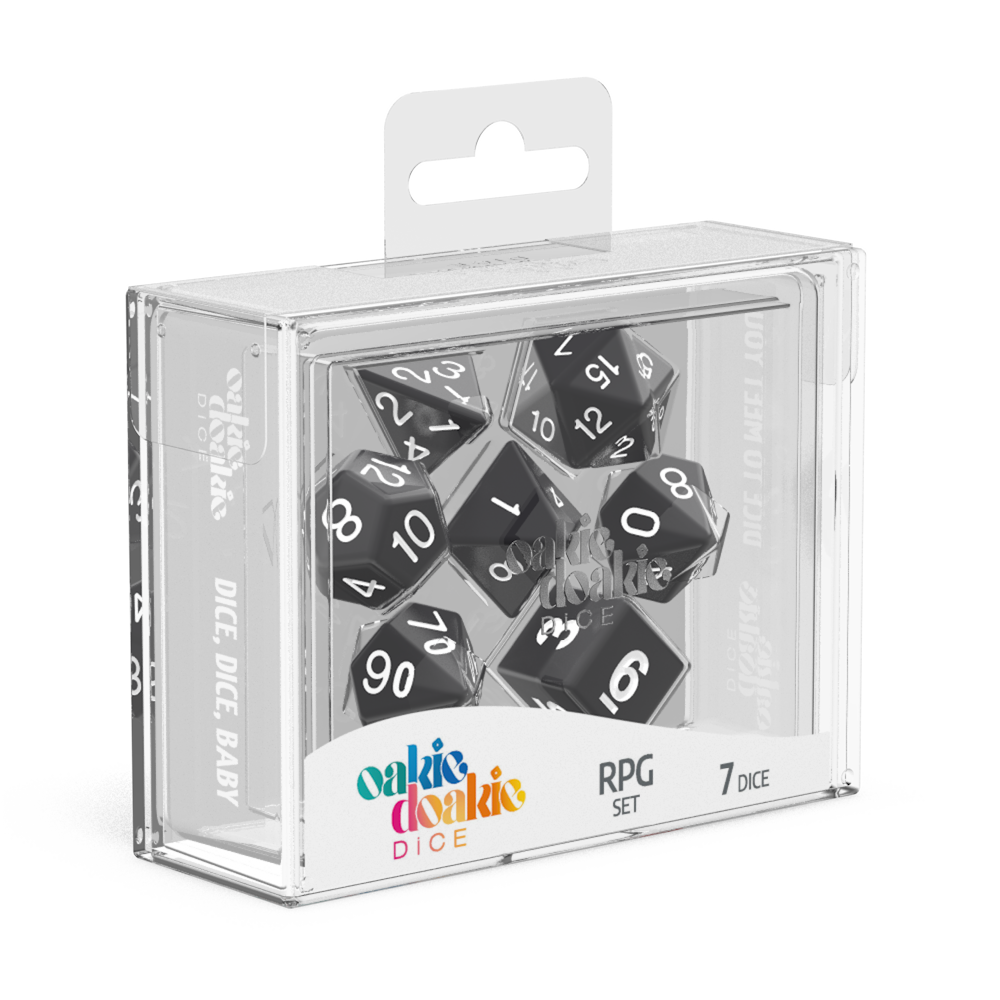 Oakie Doakie Dice RPG Set Solid Black (7)