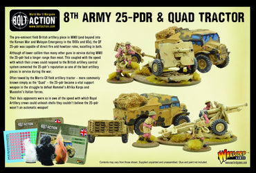 Bolt Action: 8th Army 25-pdr & Quad Tractor WWII British Light Artillery
