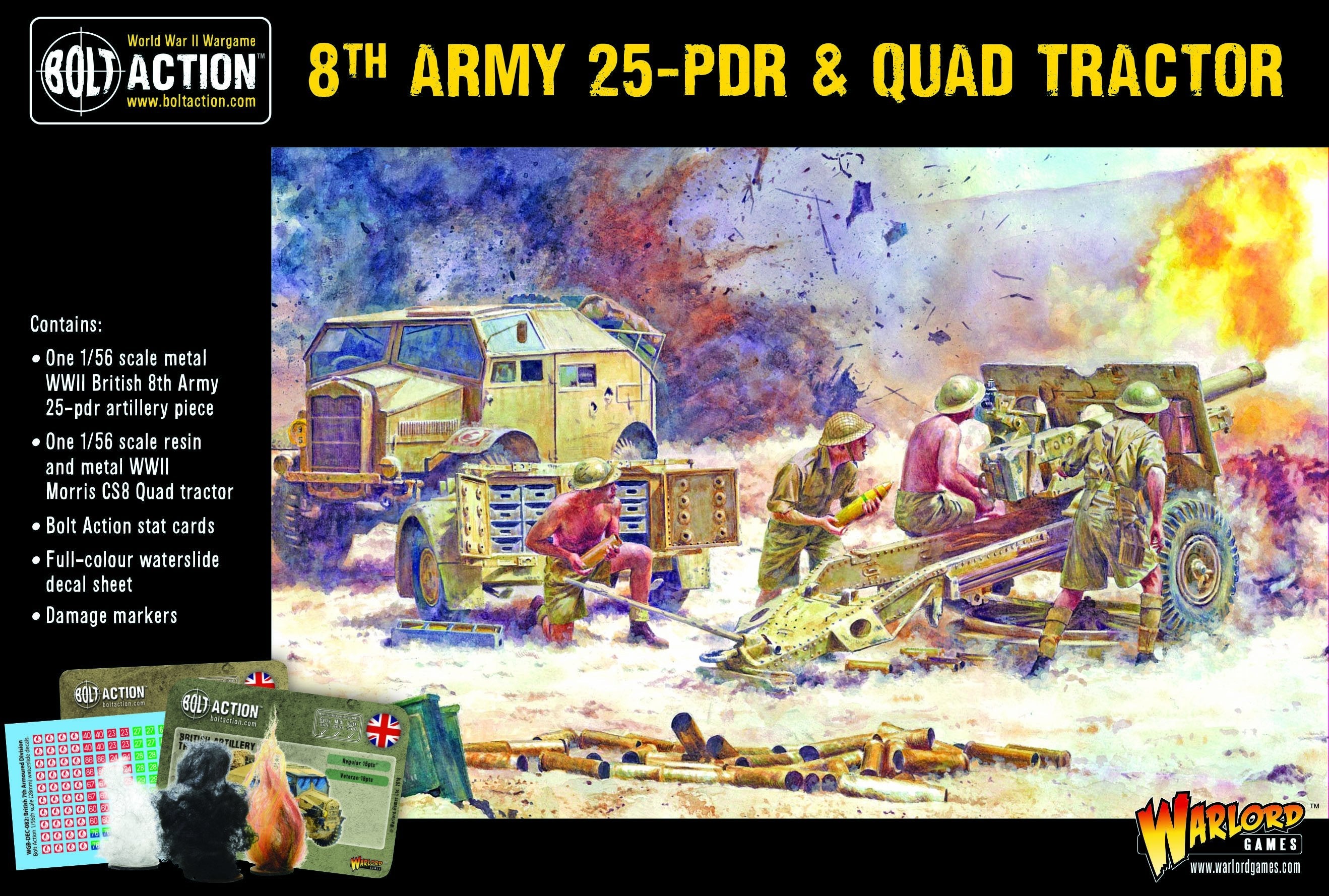 Bolt Action: 8th Army 25-pdr & Quad Tractor WWII British Light Artillery