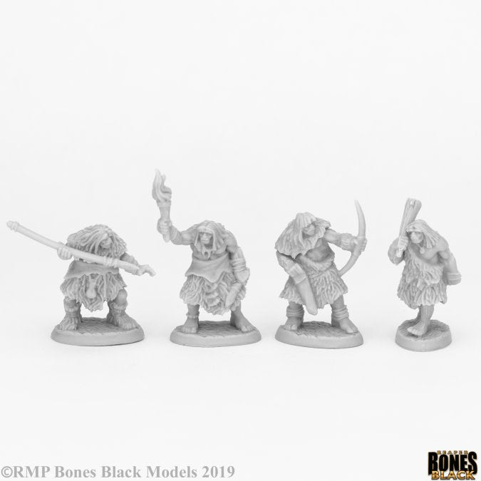 Reaper Miniatures Bones Black: Black Bear Tribe Cavemen (4)