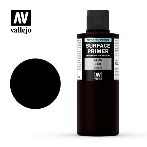 Vallejo: Surface Primer: Colour Black 200ml