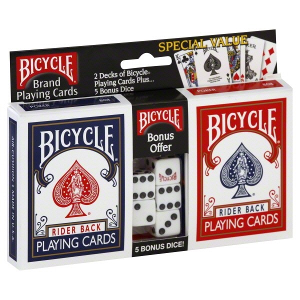 Bicycle Standard Index 2 Pack Playing Cards with 5 Count Dice