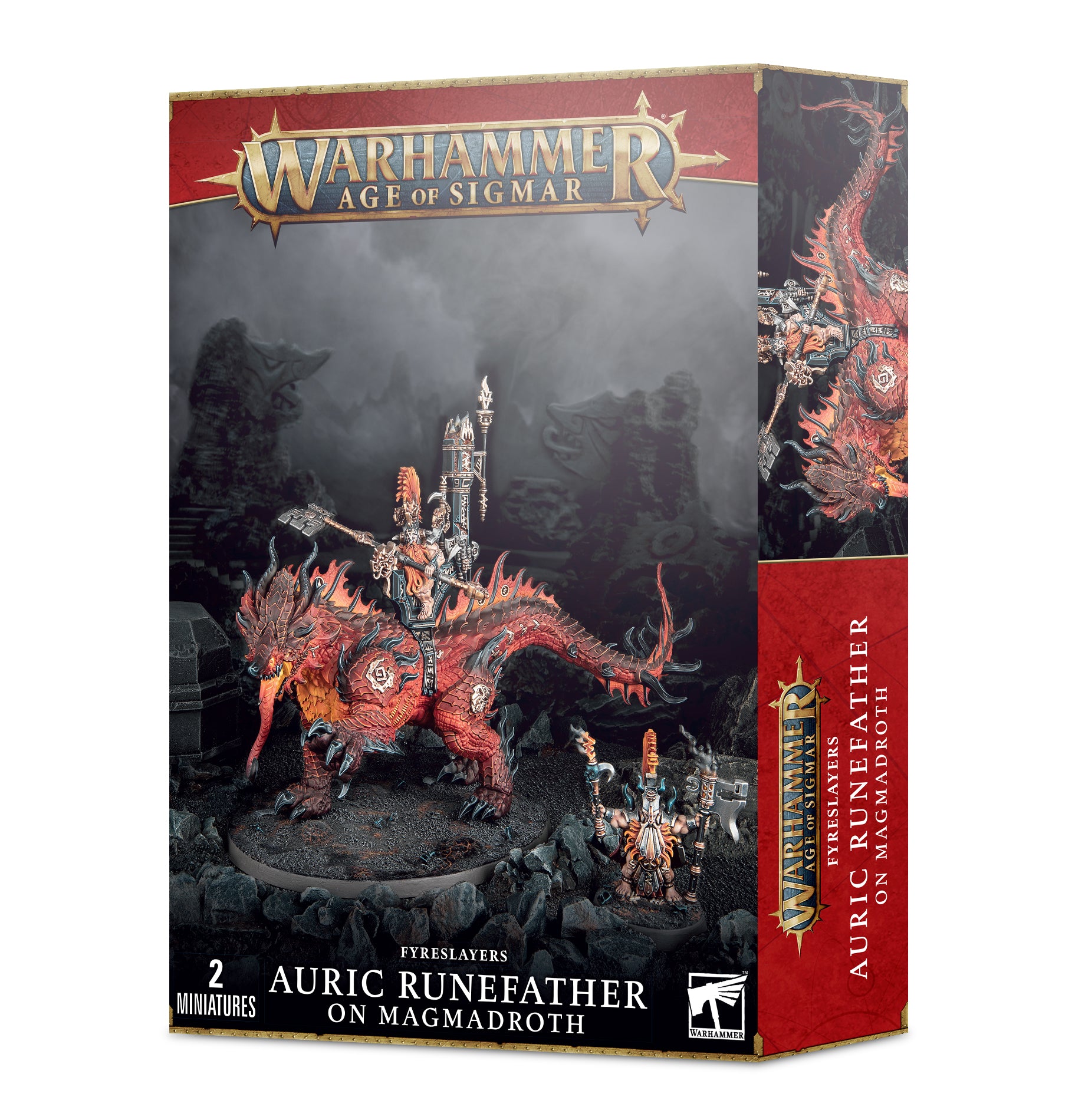 Warhammer Age of Sigmar: Fyreslayers Auric Runefather on Magmadroth