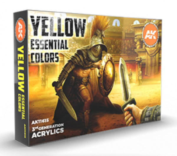 Ak-Interactive: 3Rd Gen Acrylics - Yellow Essential Colors Set