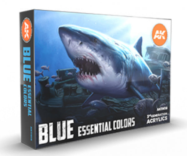 Ak-Interactive: 3Rd Gen Acrylics - Blue Essential Colors Set
