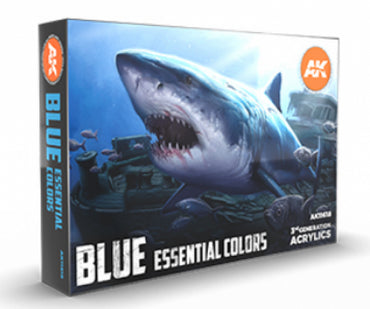 Ak-Interactive: 3Rd Gen Acrylics - Blue Essential Colors Set