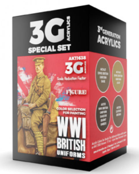 Ak-Interactive: 3Rd Gen Acrylics - Wwi British Uniform Color Set