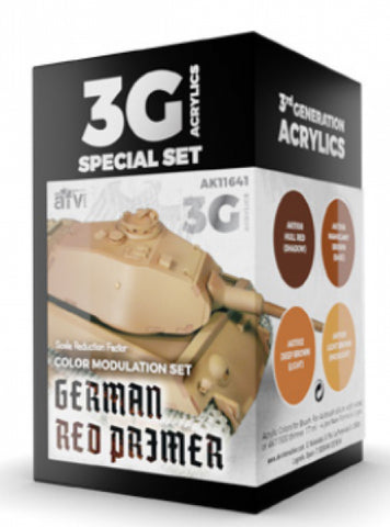 Ak-Interactive: 3Rd Gen Acrylics - German Red Primer Modulation Set