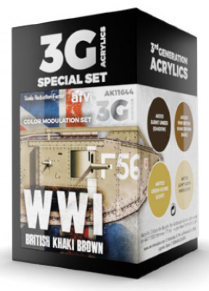 Ak-Interactive: 3Rd Gen Acrylics - Wwi British Colors Modulation Set