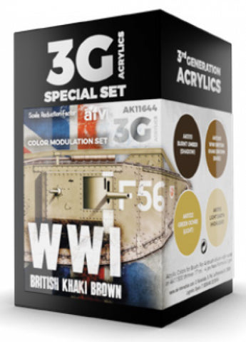 Ak-Interactive: 3Rd Gen Acrylics - Wwi British Colors Modulation Set