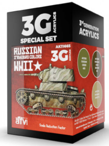 Ak-Interactive: 3Rd Gen Acrylics - Wwii Russian Standard Colors Set