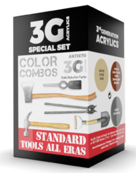 Ak-Interactive: 3Rd Gen Acrylics - Standard Tools (All Eras) Colors Set
