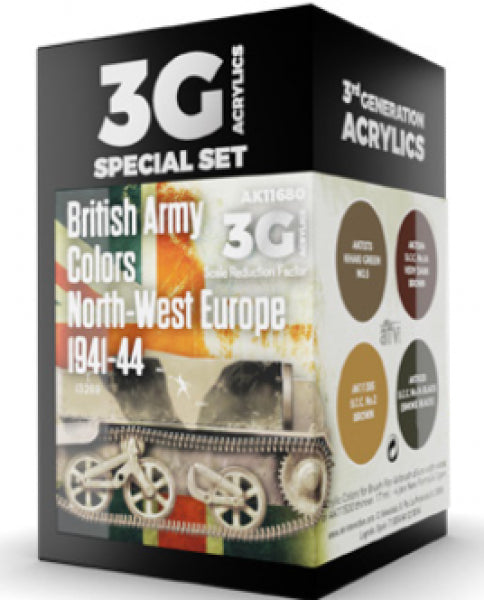 Ak-Interactive: 3Rd Gen Acrylics - British Army Colors Set (North-West Europe 1941-44)