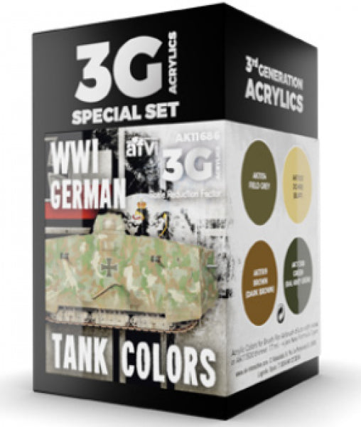 Ak-Interactive: 3Rd Gen Acrylics - Wwi German Tank Colors Set
