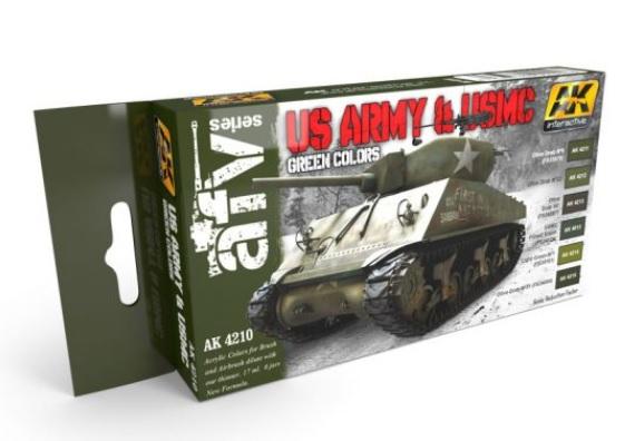 Ak-Interactive: Us Army & Usmc Green Colors Set