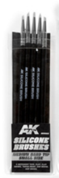 Ak-Interactive: Silicone Brushes - Medium Hard Tip, Small (Set Of 5)