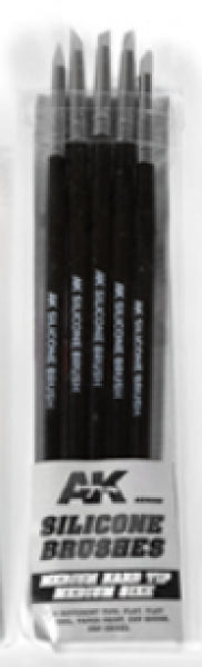 Ak-Interactive: Silicone Brushes - Medium Hard Tip, Medium (Set Of 5)