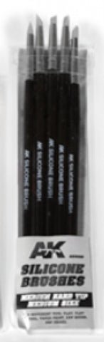 Ak-Interactive: Silicone Brushes - Medium Hard Tip, Medium (Set Of 5)