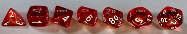 Chessex Dice Sets: Red/white Translucent Polyhedral 7-Die Set