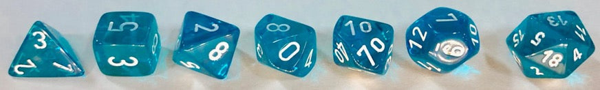 Chessex Dice Sets: Teal/white Translucent Polyhedral 7-Die Set