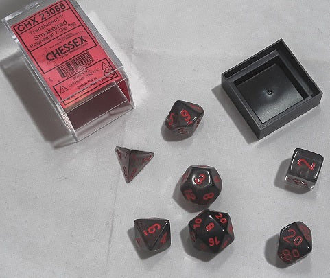 Chessex Dice Sets: Smoke/red Translucent Polyhedral 7-Die Set