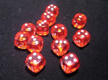 Chessex Dice Sets: Orange/White Translucent 16mm d6 (12)