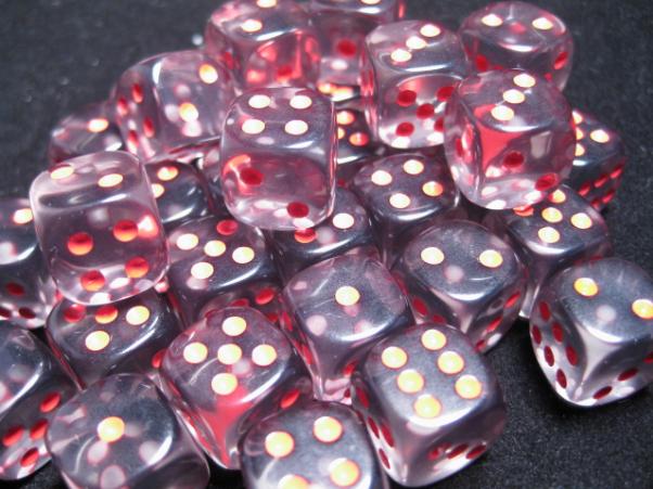 Chessex Dice Sets: Smoke/Red Translucent 12mm d6 (36)