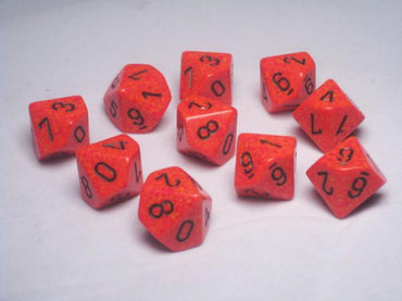 Chessex Dice Sets: Fire Speckled d10 Set (10)