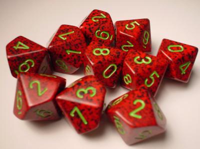 Chessex Dice Sets: Strawberry Speckled d10 Set (10)