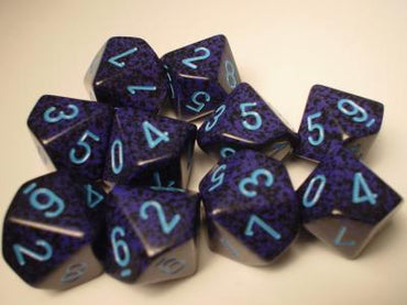 Chessex Dice Sets: Cobalt Speckled d10 Set (10)