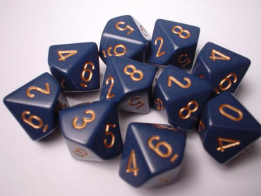 Chessex Dice Sets: Blue/Copper Dusty Opaque d10 Set (10)