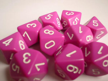 Chessex Dice Sets: Light Purple/White Opaque d10 Set (10)