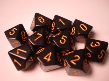 Chessex Dice Sets: Black/Gold Opaque d10 Set (10)