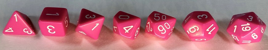 Chessex Dice Sets: Pink/white Opaque D10 Set (10)