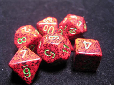 Chessex Dice Sets: Strawberry Red Poly 7-dice Cube