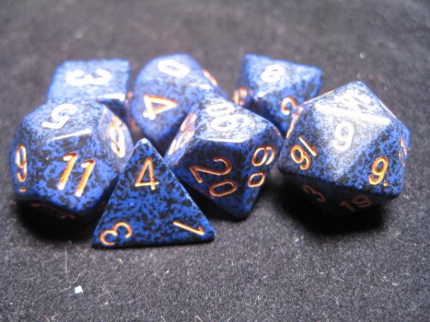 Chessex Dice Sets: Golden Cobalt Poly 7-dice Cube