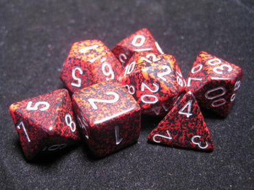 Chessex Dice Sets: Silver Volcano Speckled Polyhedral 7-Die Set