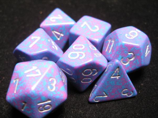 Chessex Dice Sets: Silver Tetra Speckled Polyhedral 7-Die Set