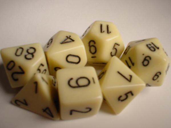 Chessex Dice Sets: Ivory/Black Opaque Polyhedral 7-Die Set