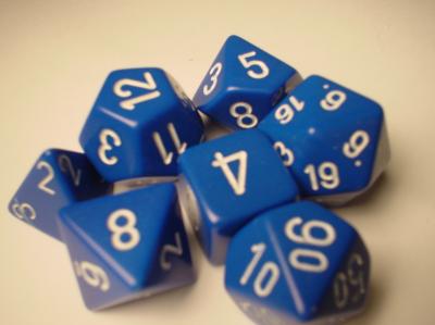 Chessex Dice Sets: Blue/White Opaque Polyhedral 7-Die Set