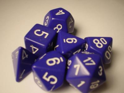 Chessex Dice Sets: Purple/White Opaque Polyhedral 7-Die Set