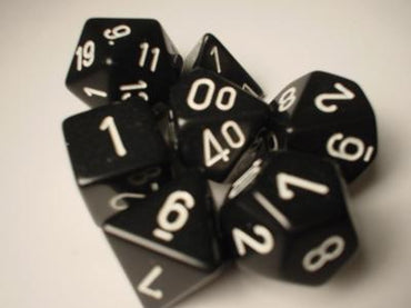 Chessex Dice Sets: Black/White Opaque Polyhedral 7-Die Set