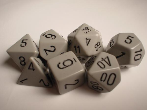 Chessex Dice Sets: Dark Grey/Black Opaque Polyhedral 7-Die Set