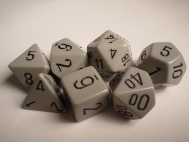 Chessex Dice Sets: Dark Grey/Black Opaque Polyhedral 7-Die Set