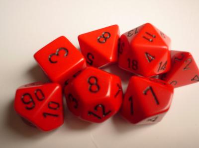 Chessex Dice Sets: Red/Black Opaque Polyhedral 7-Die Set