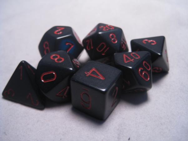 Chessex Dice Sets: Black/Red Opaque Polyhedral 7-Die Set