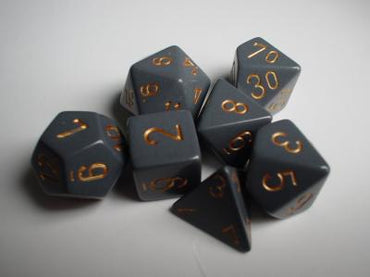 Chessex Dice Sets: Grey/Copper Dusty Opaque Polyhedral 7-Die Set