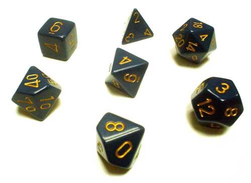 Chessex Dice Sets: Dusty Blue/Copper Opaque Polyhedral 7-Die Set