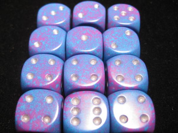 Chessex Dice Sets: Silver Tetra Speckled 16mm d6 (12)