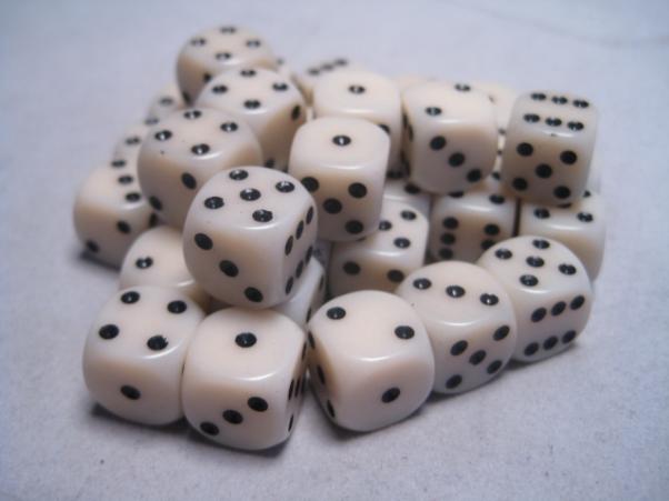 Chessex Dice Sets: Ivory/Black Opaque 12mm d6 (36)